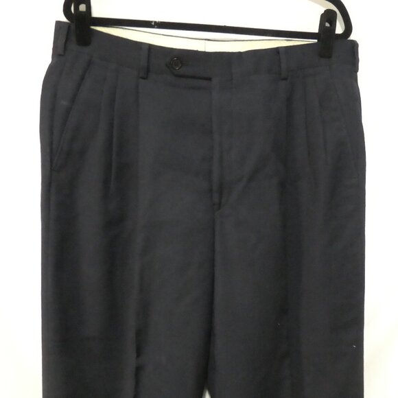 Unbranded | 18 inch waist measured | Dark Navy Pleated Dress Pants - Picture 6 of 16